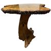 Image 2 : Live-Edge Wood Slab Side Table with Sculptural Wooden Base, H17.5" x 21" x 21"