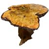 Image 4 : Live-Edge Wood Slab Side Table with Sculptural Wooden Base, H17.5" x 21" x 21"