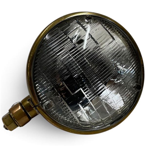 General Electric Ribbed Glass Lamp with Gold-Tone Housing
