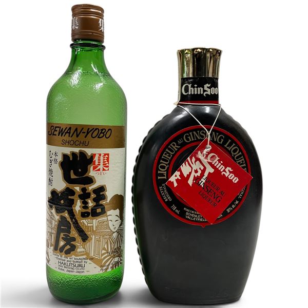 Sewan-Yobo Shochu and Chin Soo Ginseng Liqueur Bottles - Ginseng 710 mL