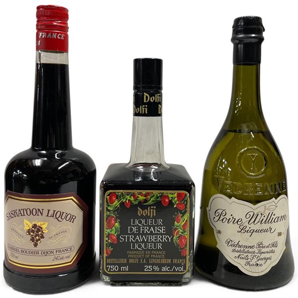 Saskatoon, Dolfi Strawberry and Poire William Liqueur Bottles - 750 mL Each