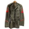 Image 1 : Olive Drab Service-Style Jacket with Red Chevron Sleeve Insignia