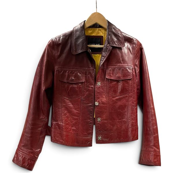 Andrew Marc Burgundy Collared Jacket with Front Pockets
