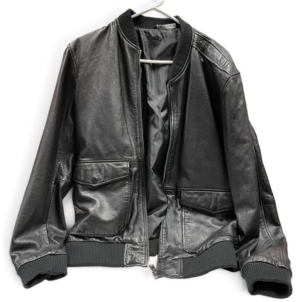 Zara Black Zip-Front Bomber Jacket - Size XL