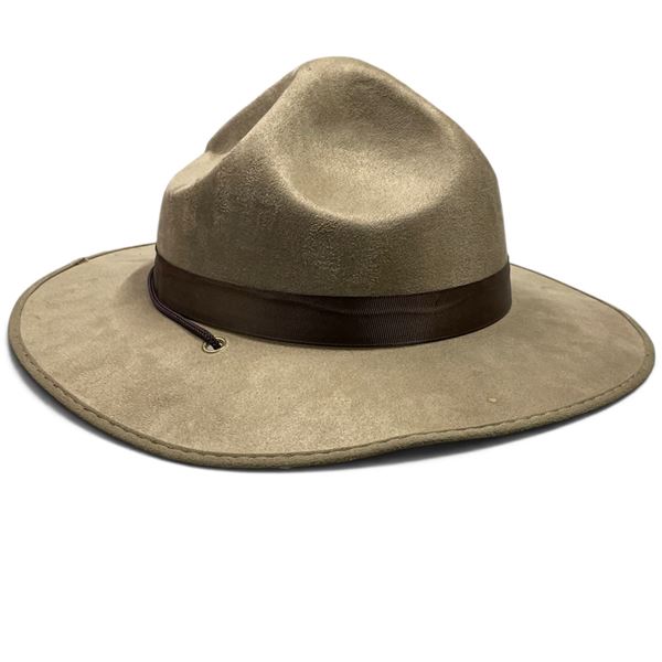 Tan Wide-Brim Hat with Chin Cord