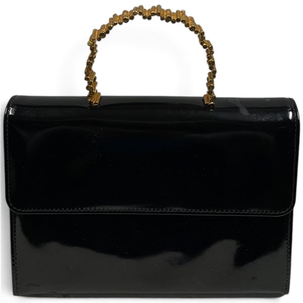 FAVRE-Labeled Black Patent Clutch with Gold-Tone Chain Handle (Boutique Christian Dior)