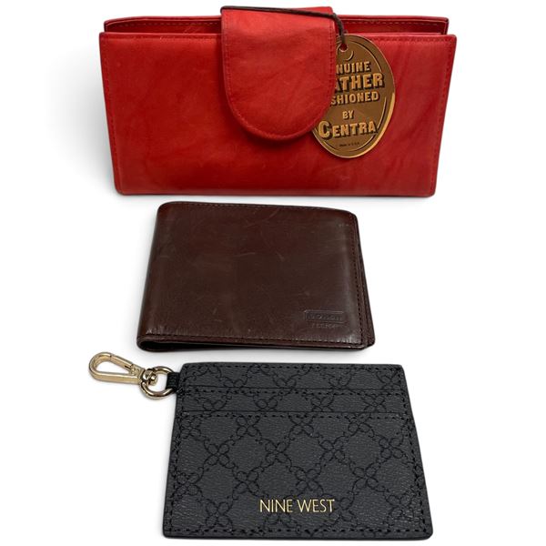 Red Leather Wallet, Coach-Labeled Wallet and Nine West Card Holder