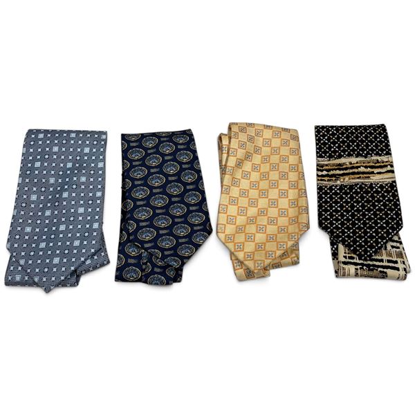 Four Patterned Neckties Including Burberry and Gucci Labels