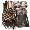 Image 1 : Assorted Fringed Scarves with Monogram, Floral, Paisley and Chain Patterns