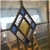 Image 2 : Framed Geometric Stained Glass Panel with Blue and Amber Accents
