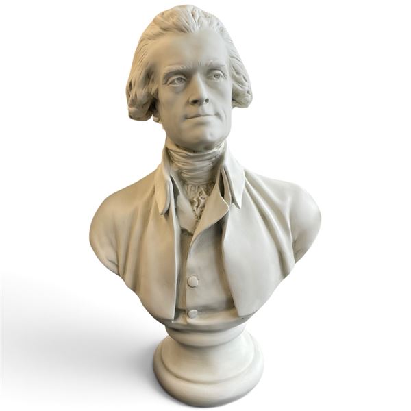 White Classical Bust of a Period-Dressed Gentleman on Pedestal