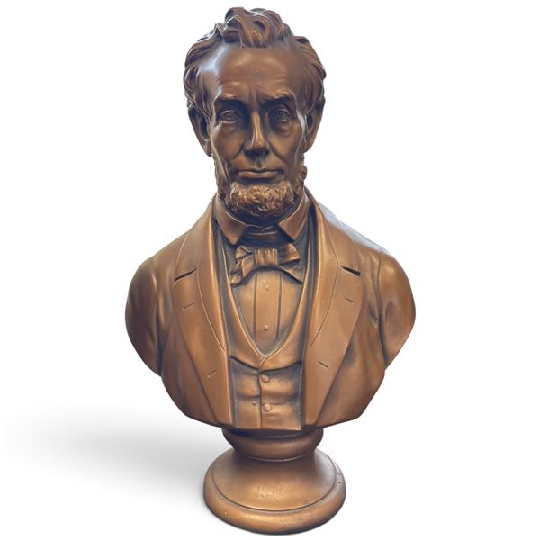 Abraham Lincoln Bust Sculpture with Round Pedestal Base