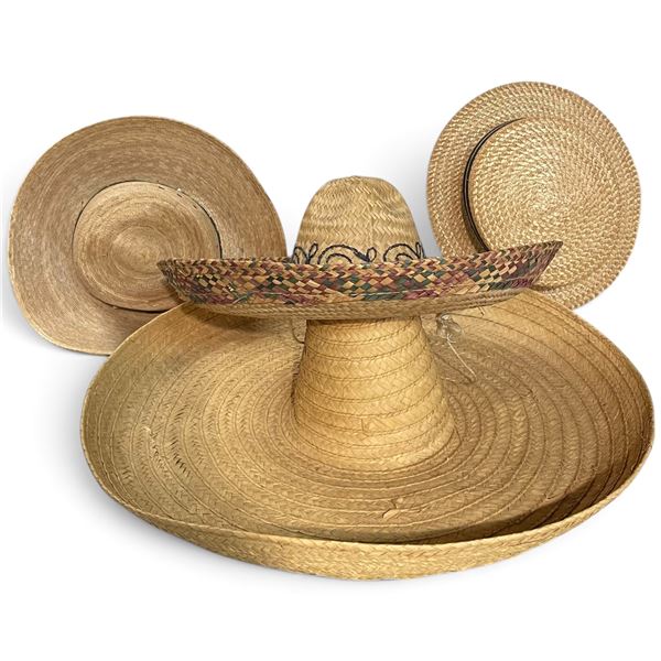 Group of 4 Straw Hats - Various Styles (Wide-Brim, Boater, Sun Hat)