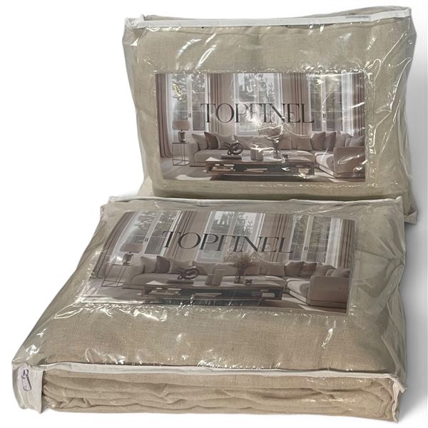 Group fo 2 New Topfinel Curtain Panels, Linen Cream, 100x2