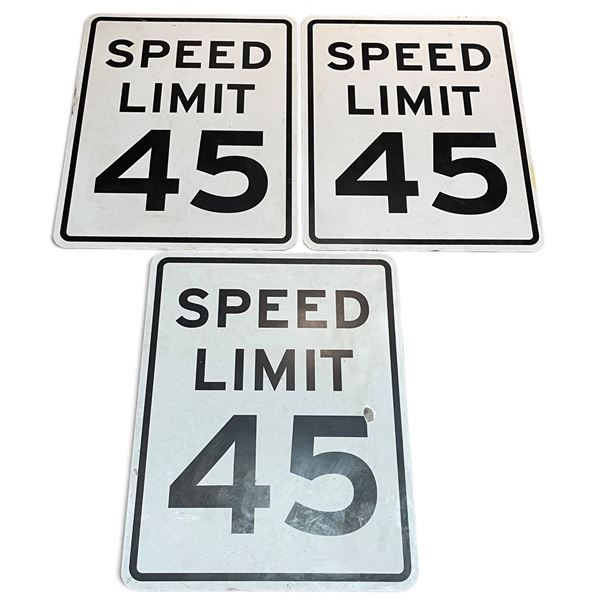 3-Pieces Speed Limit 45 Traffic Signs, H30" x 24" Each (1 sign has hole)