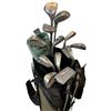 Image 2 : Group of Assorted Golf Clubs with Stand Bag - TNT Irons, Alien Touch Shot Wedge, Metal Woods