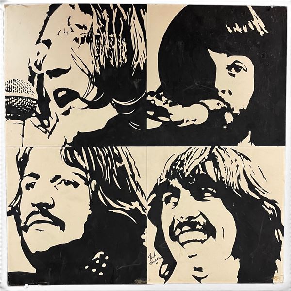 Let It Be Silhouette Black and White Pop Art, Signed, 30" x 30"