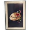 Image 1 : Embroidery Art "Woven Straw Hat Filled with Red Roses", Framed H39" x 27"