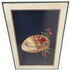 Image 2 : Embroidery Art "Woven Straw Hat Filled with Red Roses", Framed H39" x 27"