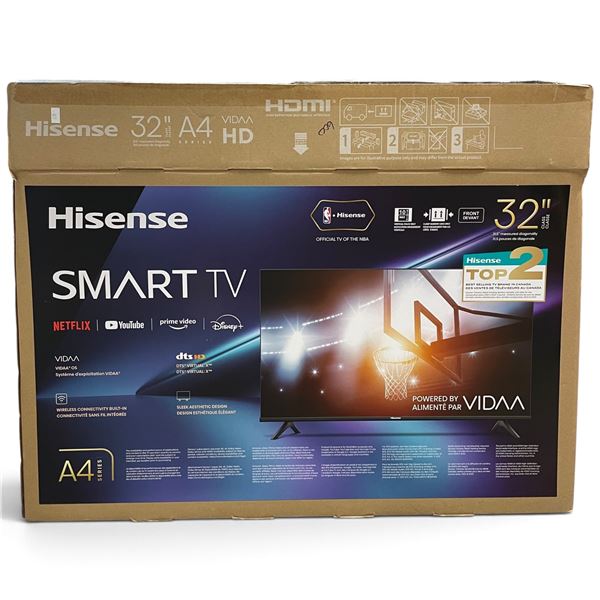 Hisense 32" Smart Full Array HD VIDAA TV - Model 32A4KV, with Remote Control