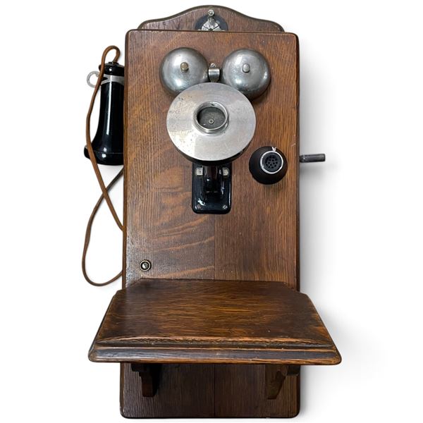1917 Century Telephone Construction Company Wall Telephone with Cathedral Top, Lightning Arrestors a