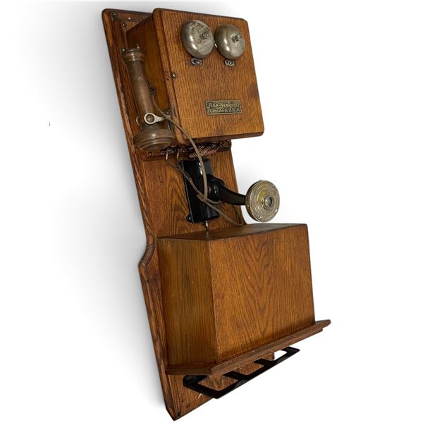 1902 Fisk-Newhall Telephone Mfg. Company Two Box Fiddleback with No. 101 Long Pole Receiver and Whit