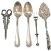Image 1 : Five-Piece Silver-Plated Utensils with Cake Server, Shears & 84-Marked Spoons