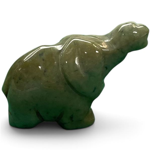 Vintage Green Nephrite Jade Elephant Carving - 2.25" - 32.3 grams