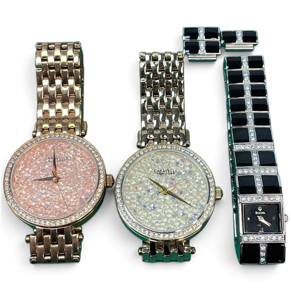 Ladies Bulova & 2 Large Face Caravelle Watches