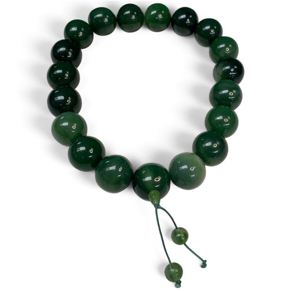 22" Long Mala Style 32mm Bead Necklace - Jade Green Resin