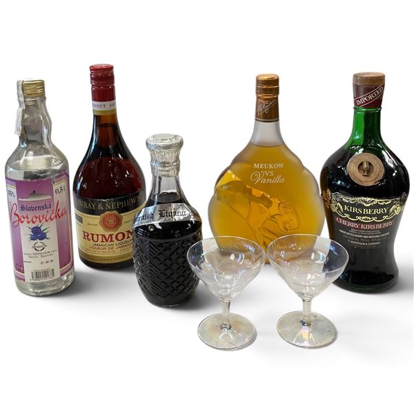 5 Sealed Bottles of a Variety of Liquors - Featuring Meukow Vanilla  Cognac