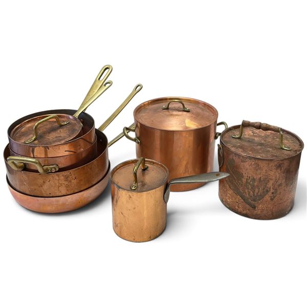 8 Assorted Copper  Pots & Saucepans