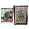 Image 1 : Mexican Painting on Bark Paper (framed 20" x 27") and Signed Painting on Stretched Canvas