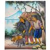 Image 2 : Mexican Painting on Bark Paper (framed 20" x 27") and Signed Painting on Stretched Canvas