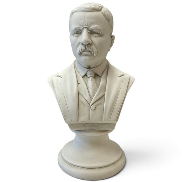 White Bust of Teddy Roosevelt - 26th President of the US (9" x 10" x 17" tall)