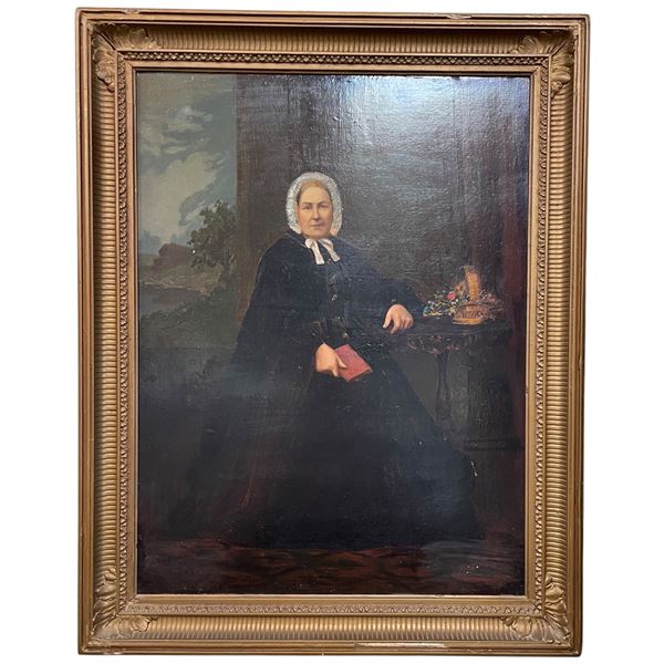 Oil on Board Painting of a 19th Century Woman in a 15" x 20" Frame