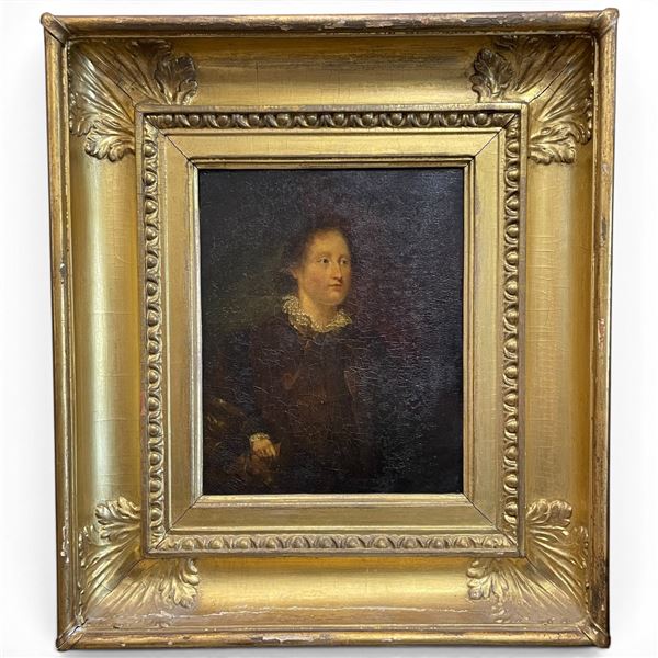 Antique Oil on Canvas Painting of a 17th Century Woman in a 18" x 14" framed. Framed by Aitken Dott 