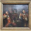 Image 2 : 19th Century Style Oil on Canvas European Tavern Scene in Antique Frame (frame is 20" x 20"