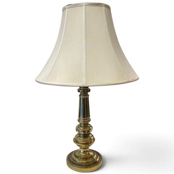 Vintage Brass Table Lamp with Ivory Shade - 30" tall at the top of the shade