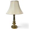 Image 1 : Vintage Brass Table Lamp with Ivory Shade - 30" tall at the top of the shade
