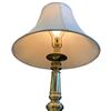 Image 2 : Vintage Brass Table Lamp with Ivory Shade - 30" tall at the top of the shade