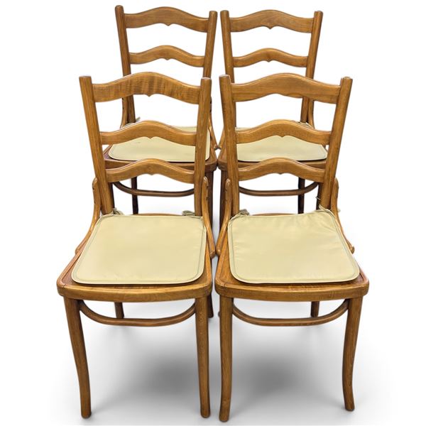 Set of 4 Matching Beech Wood Ladder Back Chairs