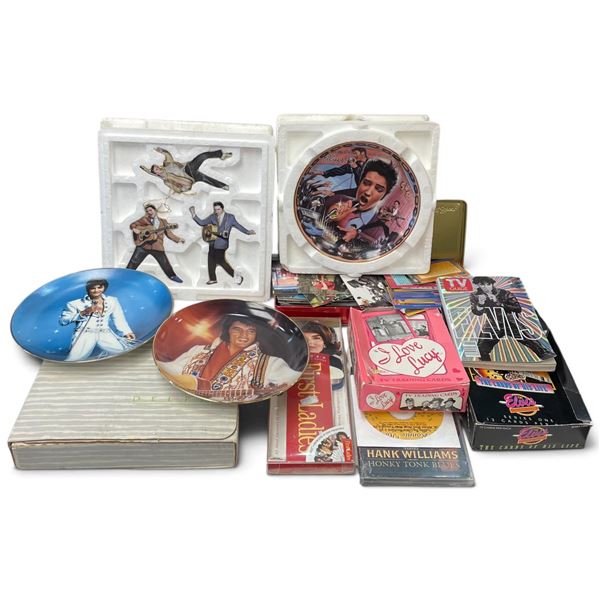 Mixed Lot of Elvis Memorabilia - Decorations,, books, Graceland trading cards