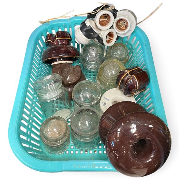 12 Vintage Glass & Ceramic Insulators