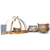 Image 1 : Copper Pot Hanger and 3 Copper Pots