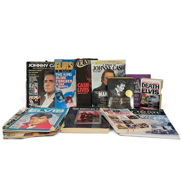 Music Themed Books and Magazines - The Beatles, Johnny Cash, and Elvis