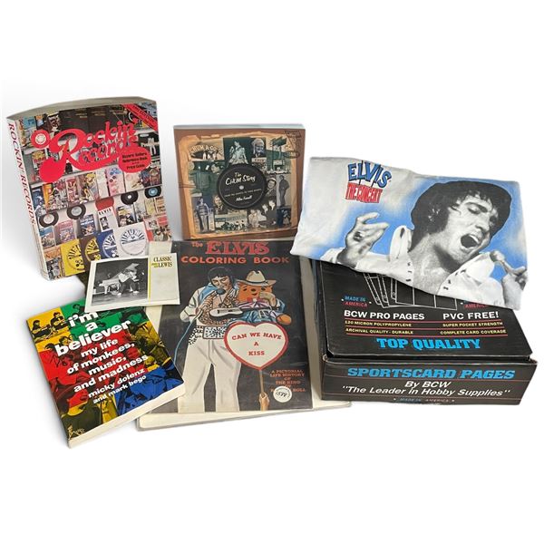 Box of BCW Pro Pages, Elvis Coloring Book, and more
