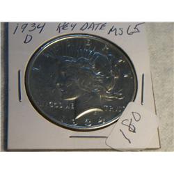 1934-D PEACE DOLLAR