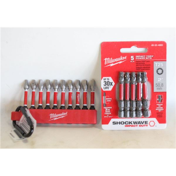 TWO PACK OF MILWAUKEE IMPACT DRILL-BITS WITH