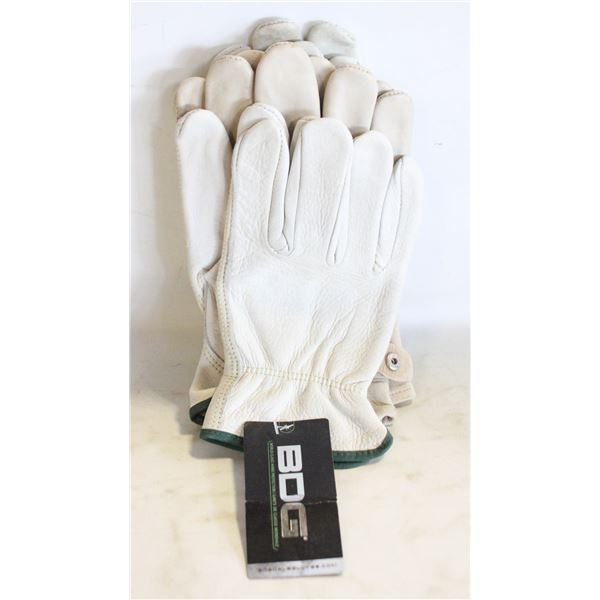 3 NEW PAIRS OF LARGE LEATHER GLOVES BOG + WATSON
